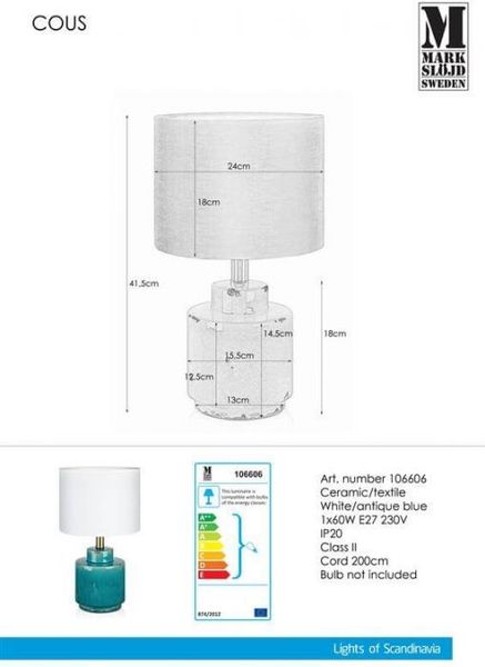 Декоративна настільна лампа Markslojd Cous 106606 17134 фото