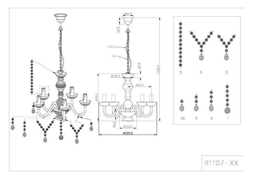 Люстра Trio Luster R1107-03 15393 фото