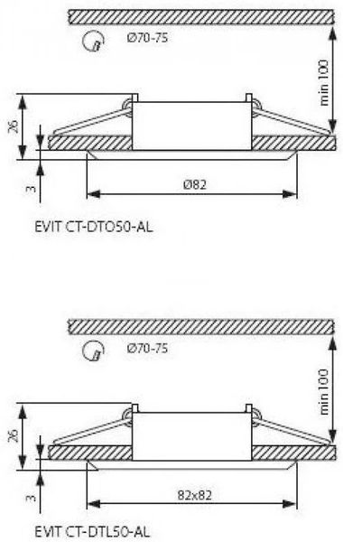 Точечный врезной светильник Kanlux Evit CT-DTL50-AL (18560) 16496 фото