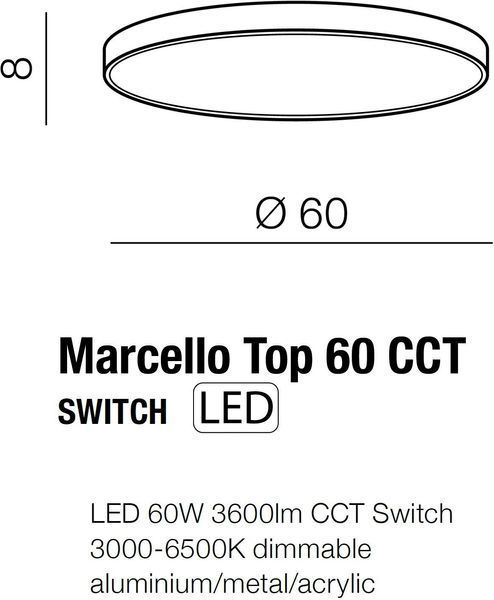 Потолочный светильник Azzardo MARCELLO TOP 60 CCT SWITCH GO AZ5083 32047 фото