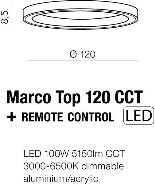 Потолочный светильник Azzardo MARCO TOP 120 CCT WH + REMOTE CONTROL AZ5040 32057 фото