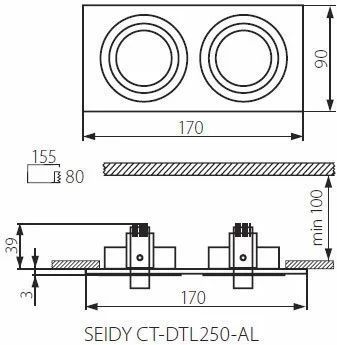 Точковий врізний світильник Kanlux Seidy CT-DTL250-AL (18282) 16486 фото