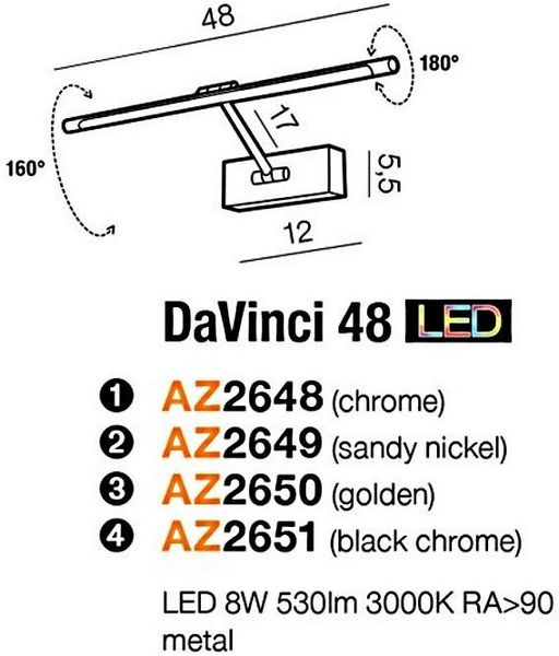 Подсветка для картин и зеркал Azzardo AZ2651 Davinci 48 22768 фото