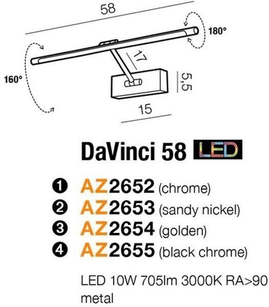 Підсвітка для картин і дзеркал Azzardo AZ2653 Davinci 58 22770 фото
