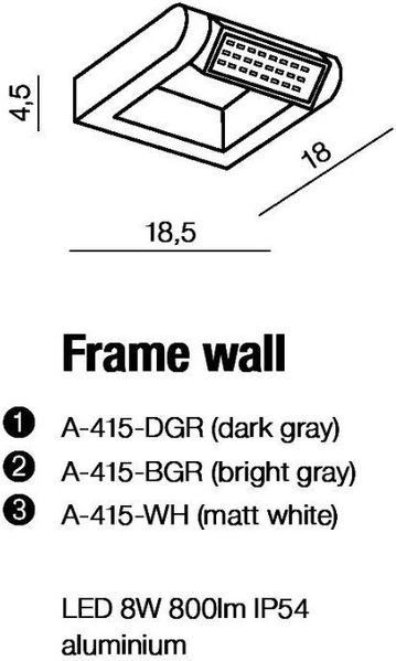 Вулична підсвітка фасаду Azzardo Frame Wall A-415-WH (AZ2134) 17427 фото