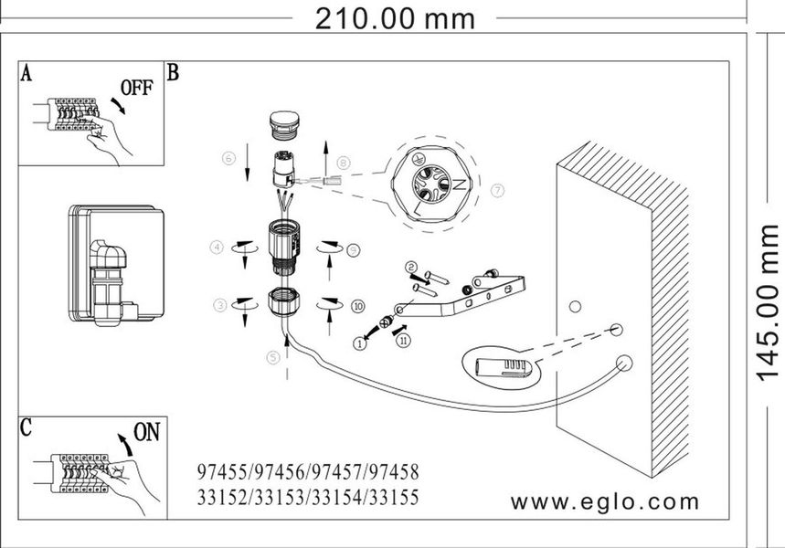 Світильник вуличний Eglo 33155 Faedo 3 11078 фото